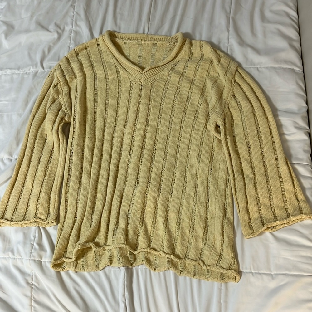 Yellow y2k sweater that can work like a top/dress if you’re short like me (5’0)